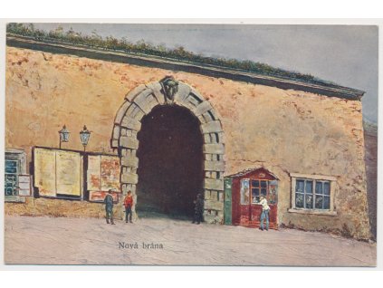 49 - Praha, Nová brána, oživená partie, Nakl. F. J. Jedlička, cca 1910