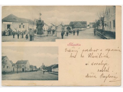 34 - Lounsko, Slavětín, 2 - záběr oživených partií obce, cca 1906