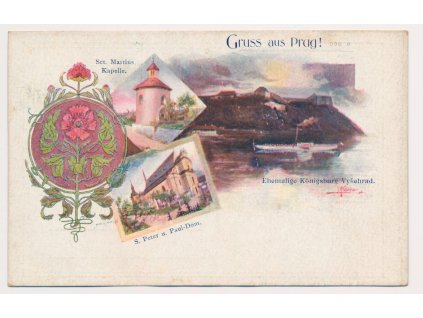 49 - Praha, "Gruss aus Prag!" 3 - záběrová koláž, nákl. A. Wiesner, cca 1900