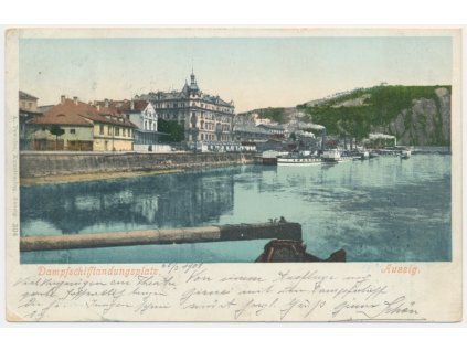 69 - Ústí nad Labem, Dampfschifftandungsplatz, přístaviště, cca 1902
