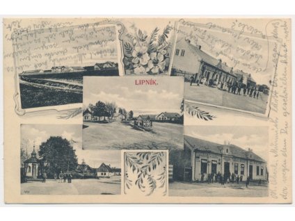 Lipník, 5 - ti záběr, náves, Hostinec U Hvězdy, pekařství..., cca 1909