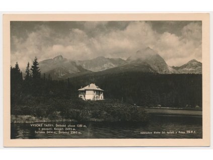 Slovensko, Vysoké Tatry, Štrbské pleso, v pozadí Kriváň, cca 1930