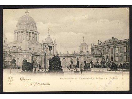 Deutschland, Gruss aus Potsdam, Stadtschloss m. Nicolaikirche u. Ä., cca 1900
