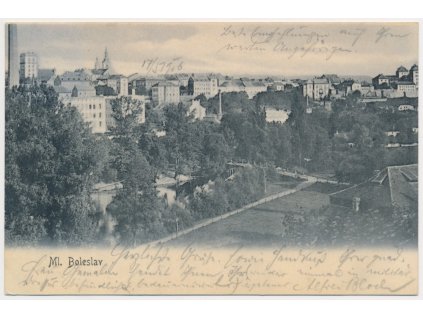 36 - Mladá Boleslav, celkový pohled na město, prošlé poštou 1906
