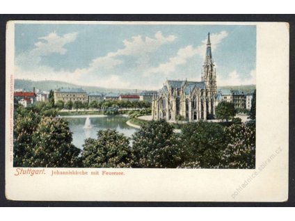 Deutschland, Stuttgart, Johanniskirche mit Feuersee, cca 1898