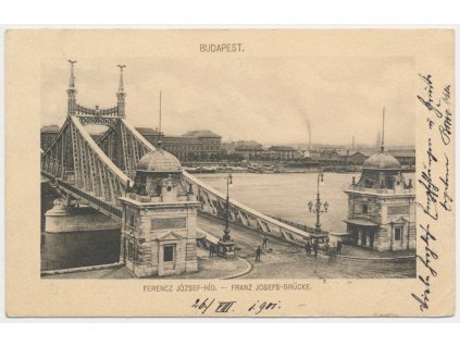 Maďarsko, Budapest, Ferenc József - Híd, Franz Josefs Brücke, cca 1901