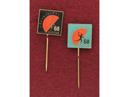 ČSSR, házená, 2 ks pamětních odznaků MS 1968 Karviná, stavy 1/1