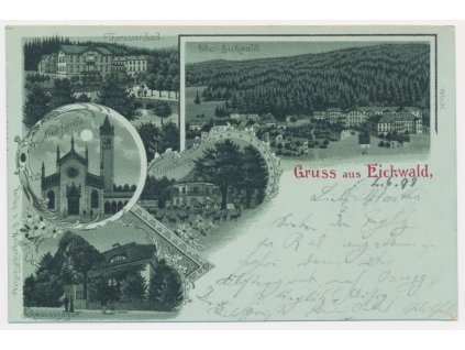 65 - Teplicko, Dubí, Eichwald, 5 - ti záběrová koláž, cca 1898