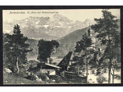 Deutschland, Partenkirchen, St. Anton mit Wettersteingebirge, cca 1908