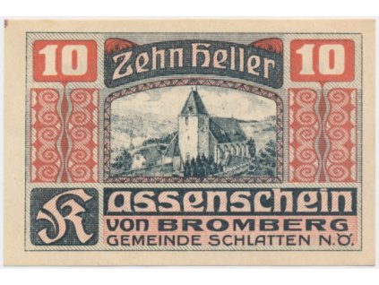 Rakousko, nouzová bankovka, 10 h, Bromberg, 1920 , luxusní stav UNC
