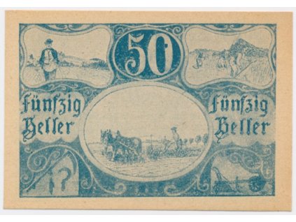 Rakousko, nouzová bankovka, 50 h, Untergaisbach, 1920, luxusní stav UNC
