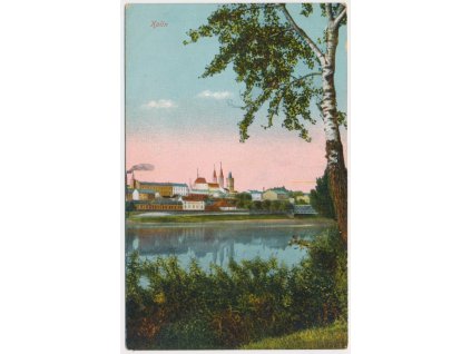 29 - Kolín, partie na břehu Labe s pohledem na město, cca 1920