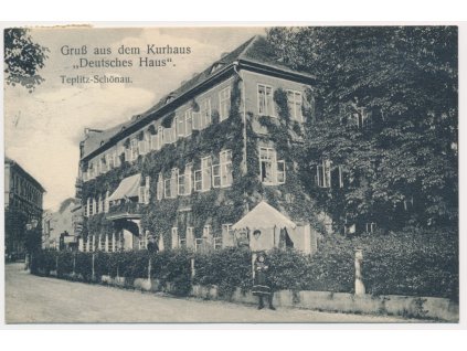 65 - Teplice, Gruss aus dem Kurhaus "Deutsches Haus", cca 1910