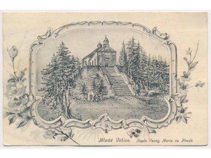 64 - Táborsko, Mladá Vožice, koláž, Kaple Panny Marie na Hradě, cca 1906