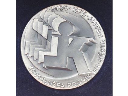 ČSSR, AE medaile Kovoslužba podnik města Prahy, postříbřeno, 1975, orig. etue, stav 1/1