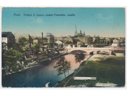 47 - Plzeň, pohled k mostu císaře Františka Josefa, cca 1917
