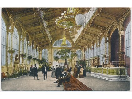 25 - Karlovy Vary, oživená partie z vnitřní vřídelní kolonády, cca 1915