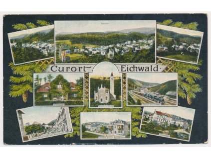 65 - Teplicko, Eichwald, Dubí, 9 - ti záběrová koláž, cca 1923