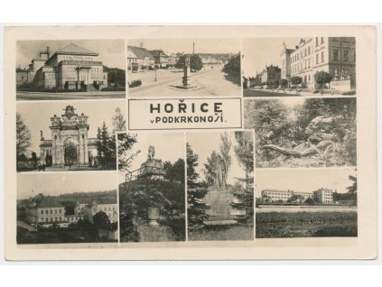 22 - Jičínsko, Hořice, 9 - ti záběr s dominantami města, cca 1930