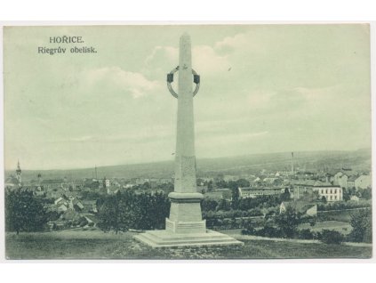 22 - Jičínsko, Hořice, Riegrův obelisk, cca 1914