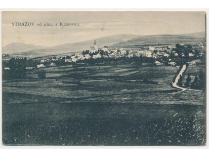 28 - Klatovsko, Strážov, celkový pohled od jihu, cca 1930