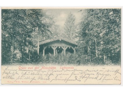 32 - Liberecko, Lázně Libverda, Gruss aus der Mooshütte, cca 1900