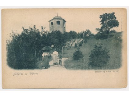 49 - Praha, oživená partie z Žižkovského vrchu, cca 1899