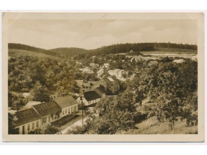 Olšany, celkový pohled na obec, Fototypia Vyškov, cca 1949