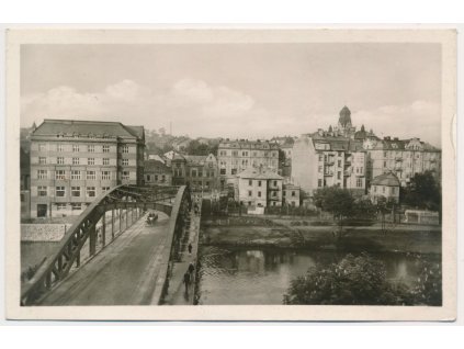 43 - Ostrava, Sýkorův most s pohledem na Slez. Ostravu, cca 1950