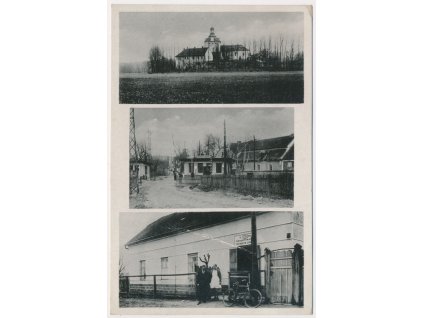 36 - Mladoboleslavsko, Košátky, 3 - záběr, nádraží, obchod, zámek, cca 1943