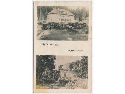 02 - Berounsko, 2 - záběr, chata a hrad Valdek, Foto Fon, cca 1940