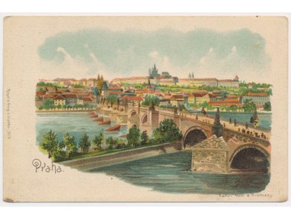 49 - Praha, Karlův most a Hradčany, cca 1906