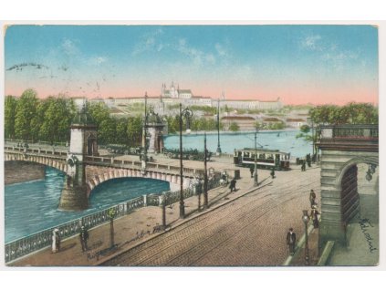 49 - Praha, Most císaře Františka, tramvaj, cca 1915