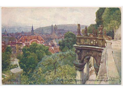 49 - Praha, Pohled z Fürstenbergské zahrady na Malou Stranu, cca 1919