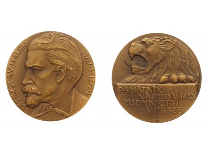 ČSSR, AE pamětní medaile V. Hálek 1874-1974, medailér PD, průměr 75mm, stav 1/1