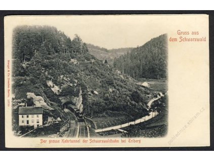 Deutschland, Der grosse Kehrtunnel der Schwarzwaldbahn bei Friberg, cca 1900