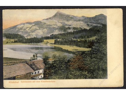 Österreich, Kitzbühel, Schwarzsee mit dem Kitzbühlerhorn, cca 1900