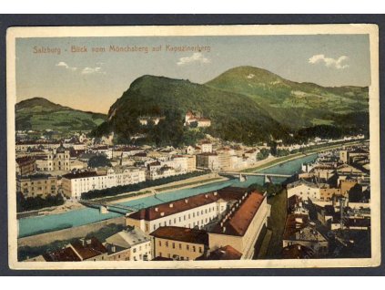 Österreich, Salzburg, Blick vom Mönchberg auf Kapuzinerberg, cca 1908