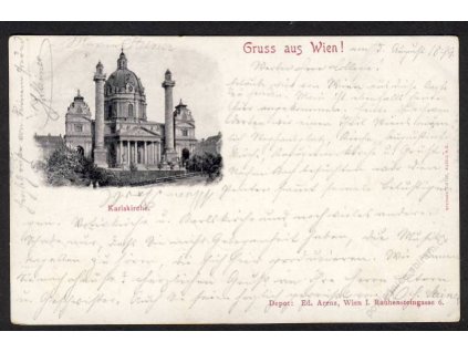 Österreich, Gruss aus Wien, Karlskirche, cca 1899