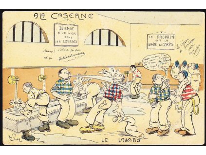 Satirická, V kasárnách, umývárna, cca 1906