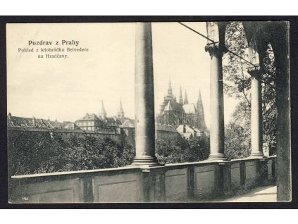 49-Praha, Pohled z lethohrádku Belvedere na Hradčany, cca 1908