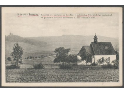 28-Šumava, Kdyně, kostelík v průsmyku Všerubském, nákl.Miňovský, 1924