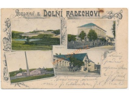 38 - Náchodsko, Dolní Radechová, 4 - záběr, Kleslův hostinec..., 1900