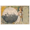 49 - Praha, Hradčany, pozdrav, secesní koláž, cca 1902