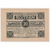 Rakousko, nouzová bankovka, 20 h, Rothaim, 1920, krásný  stav UNC
