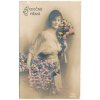 Srdečné přání, dívka s květinami, cca 1922