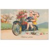 Srdečné přání, děti na motorce, cca 1941