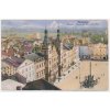 44 - Pardubice, náměstí s radnicí, v pozadí Kunětická Hora, cca 1917