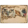 Námětová pohlednice, koláž, 4 kočičky, cca 1900