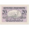 Rakousko, nouzová bankovka 20 h, Eggenberg, 1920, krásný stav UNC